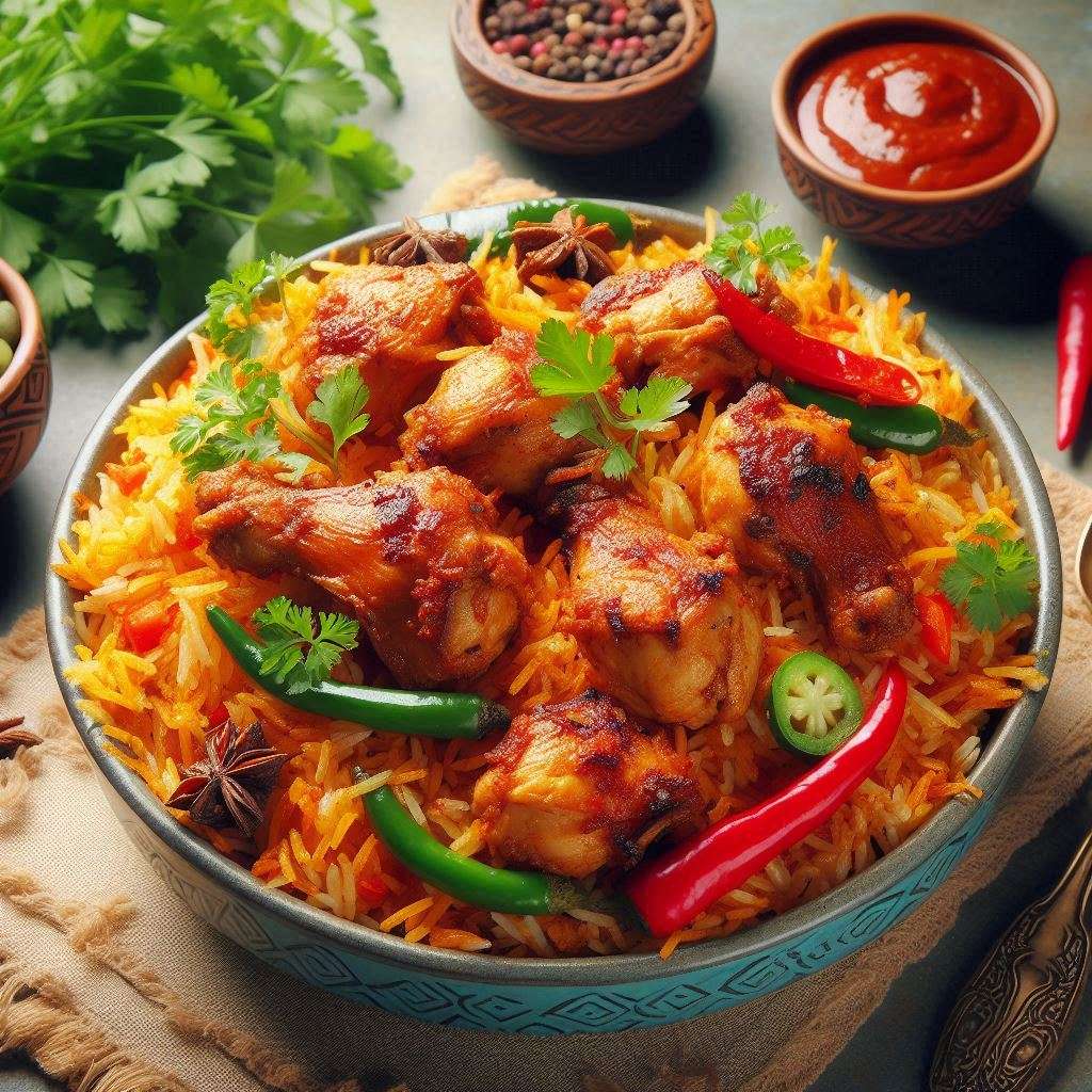 Biryani Lovers Enjoy Eating Spicy Chicken Chunks