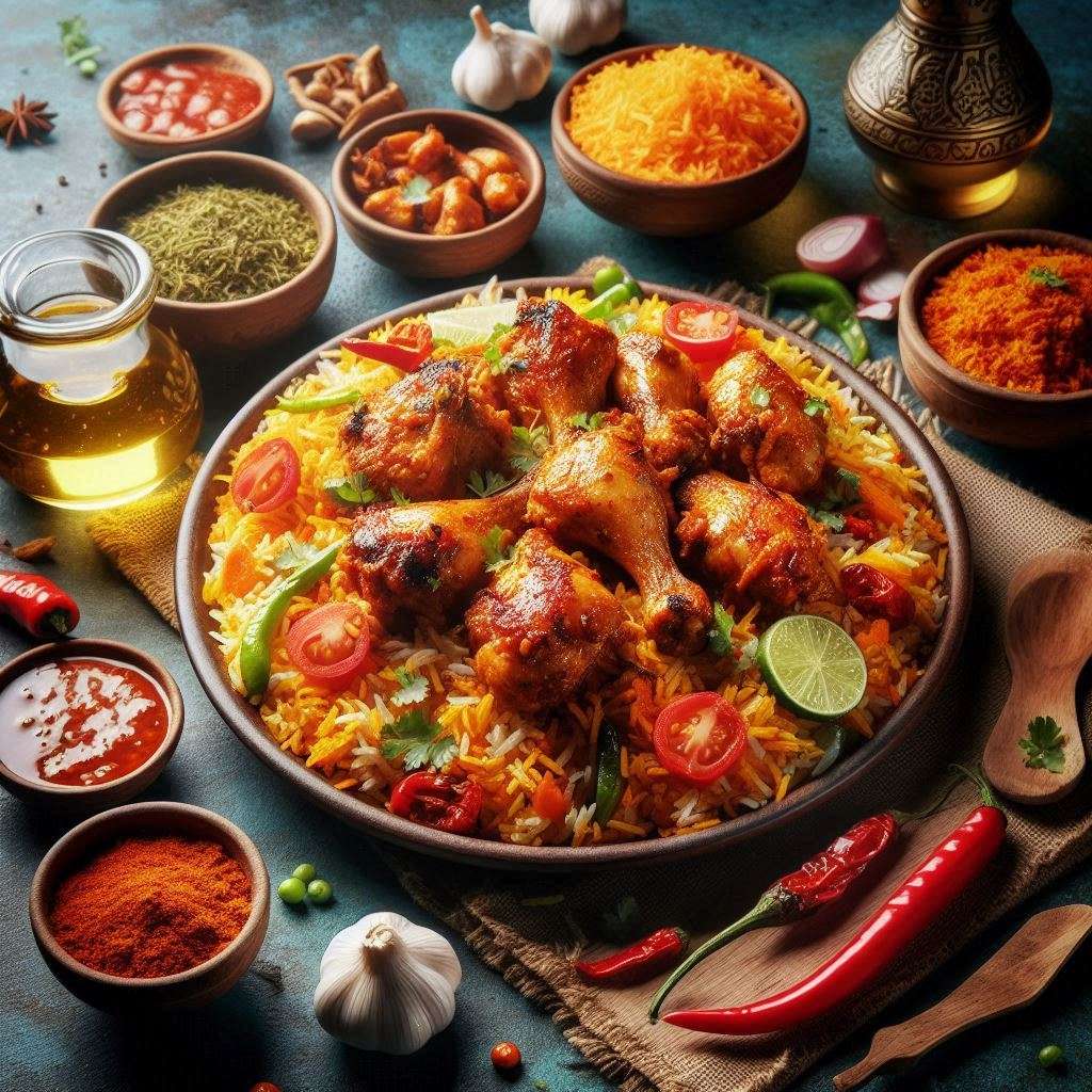 Biryani Lovers Enjoy Eating Spicy Chicken Chunks